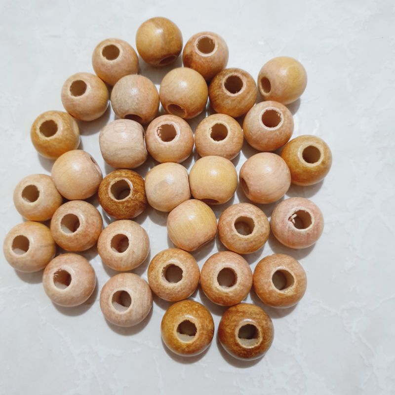 Kit 20 Bolinhas M (contas) de Madeira 1,7cm para Macramê em Oferta na Shopee