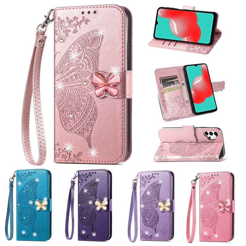 Capa Samsung Galaxy S25 S24 S23 Ultra Plus FE Borda Flor Couro Luxo Espumante Diamante Flip Folio Carteira De Telefone C em Oferta na Shopee