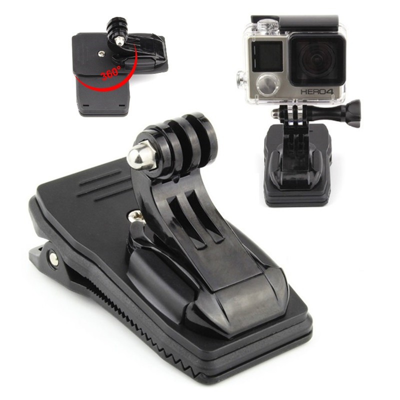 Conjunto De Acessório GoPro Clipe Universal Portátil + Base Em Forma De J 360 Graus Rotativo Fácil De Usar Auxiliar De Mochila