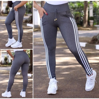calca coton com listrae muita lycra