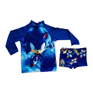 Blusa com proteção UV poliamida fator 50 e Sunga Infantil Menino Personagens conjunto kit praia e piscina