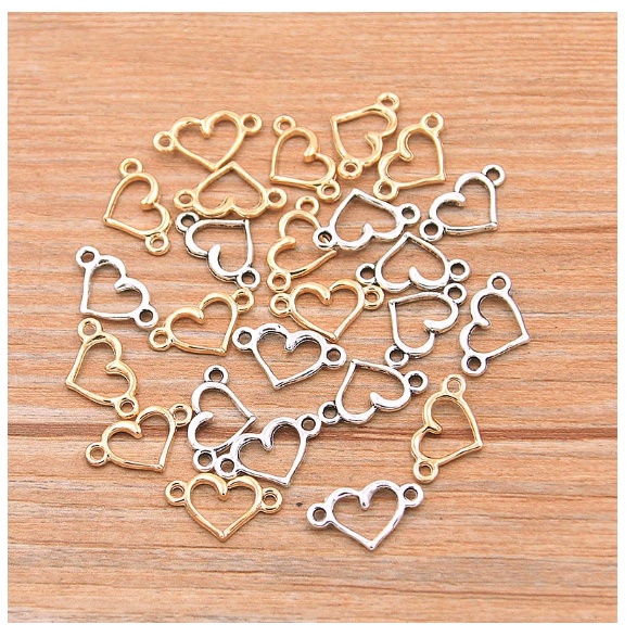 Imagem Kit Pingente Coração Entremeio Metal Para Pulseira Colar Japamala Cores