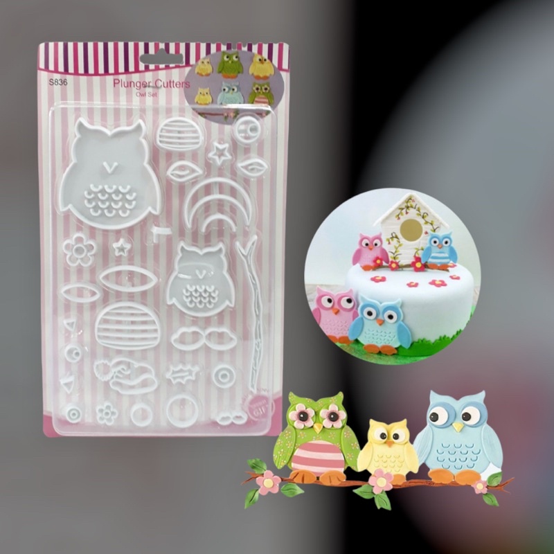 Carimbo Marcador Coruja Pasta Americana Biscuit Fondant