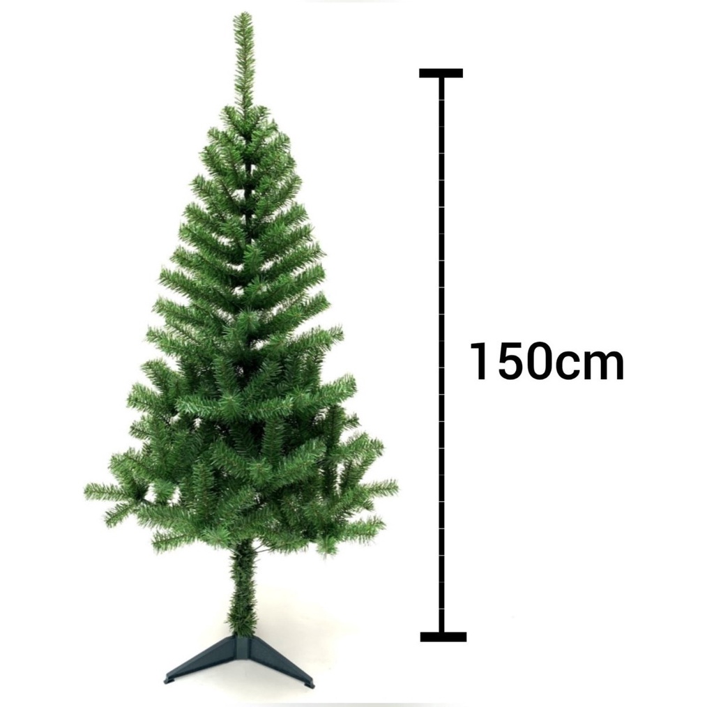 Árvore De Natal Pinheiro Canadense Verde 1,50M Com 220 Galhos 1,50 Metros Grande Decoração Natalina Rio Master Base Plástico