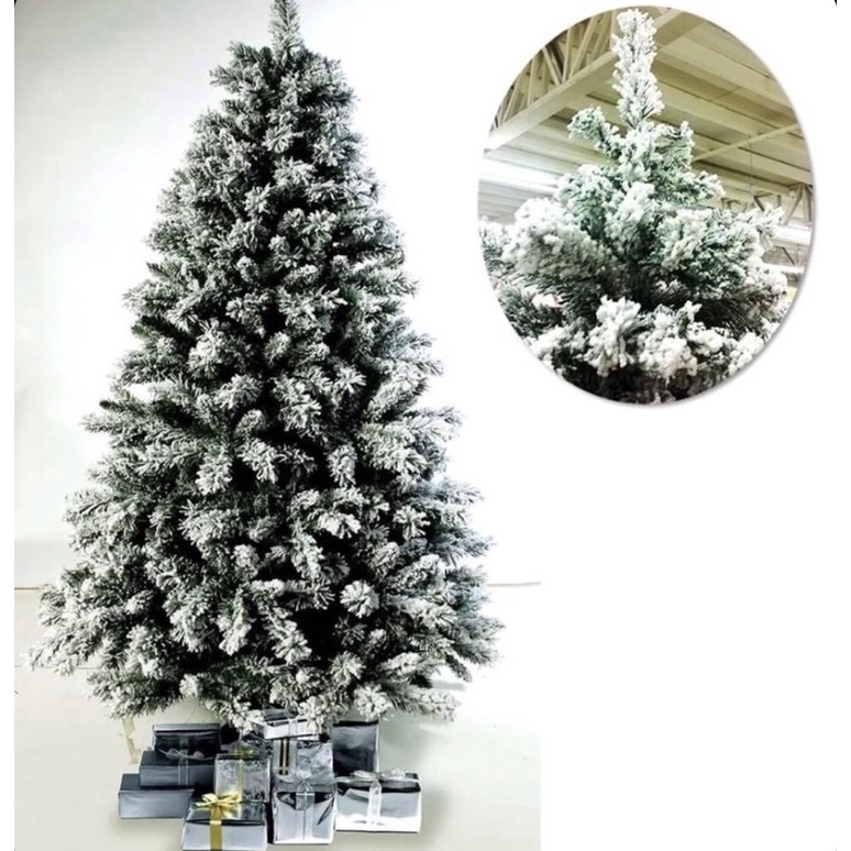 Árvore de Natal Pinheiro Neve Luxo 1,80m 650 Galhos Flocos de Neve 1,20m/1 ,50m/1,80m/2,10m | Shopee Brasil
