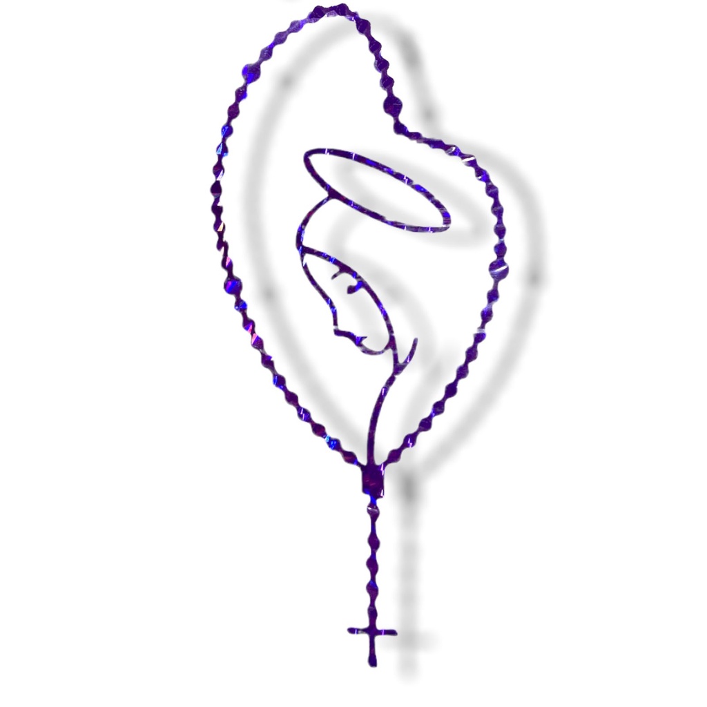Adesivo Para Carro N Senhora Do Silencio Terço Roxo 13x6cm