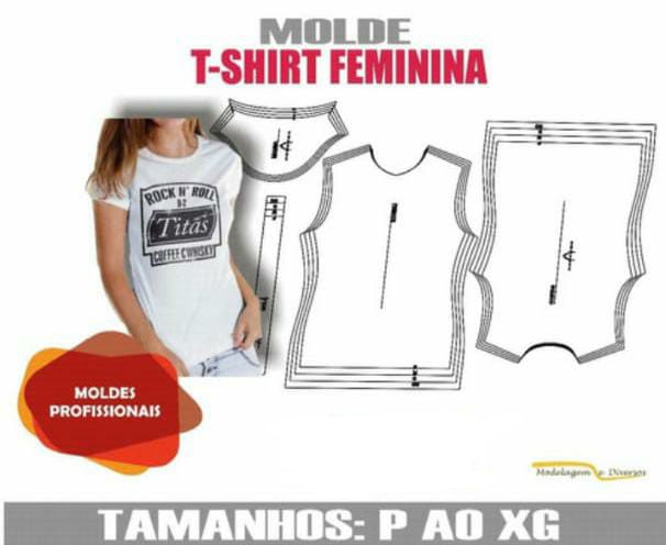 Molde Camiseta Feminina, Modelagem&Diversos, P ao XG