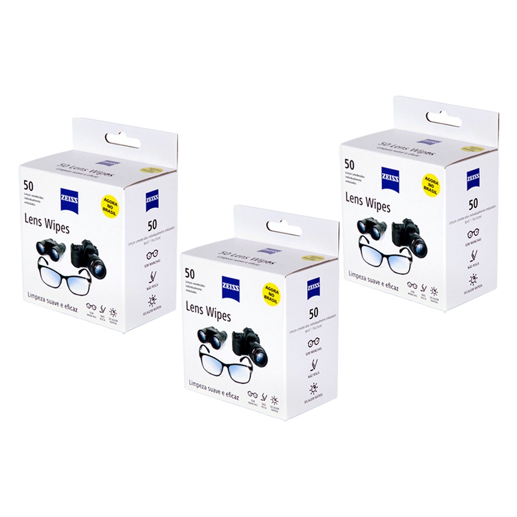 KIT 3 CAIXAS DE 50(unidades) LENS WIPES ou KIT DE 5 CAIXAS DE 30(unidades) LENS WIPES ZEISS PROMO KIT 3 CAIXAS DE 50(unidades) LENS WIPES ou KIT DE 5 CAIXAS DE 30(unidades) LENS WIPES ZEISS PROMO