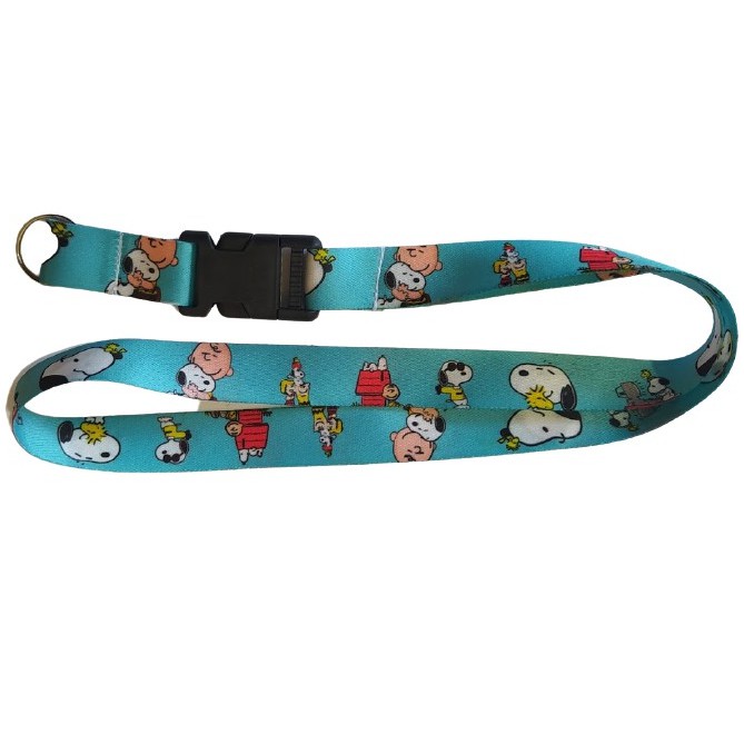 Chaveiro Cordão Moto Pescoço Fecho Engate Rápido Crachá Chaveiro Snoppy e Charlie Brown