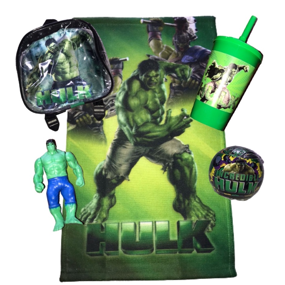 Mochila do Hulk +Toalha + Boneco + Bola Surpresa + Copo em Oferta na Shopee