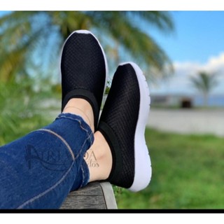 Tênis feminino meia confortável sem cadarço slpon elastico em Oferta na Shopee