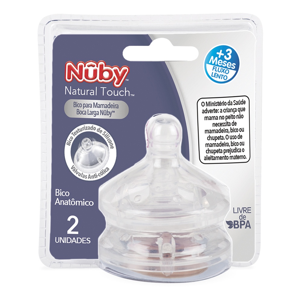 Kit 2 Bicos Texturizados para Mamadeira Boca Larga com Sistema Anticólica Nûby em Oferta na Shopee