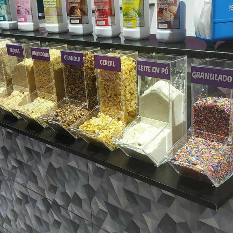 Pote de acrilico para guloseimas/açaiteria, sorveteria e quiosques (torre) em Oferta na Shopee