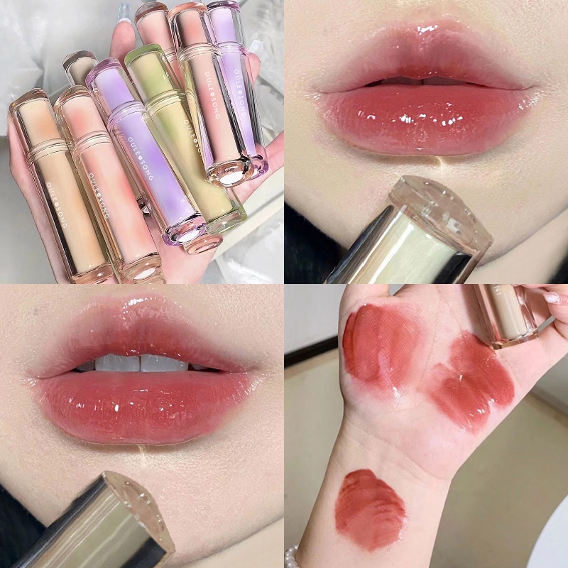 OULESONG Iced Tea Mirror Lip Glaze Hidratante À Prova D'água De Longa Duração Jelly Maquiagem Batom em Oferta na Shopee