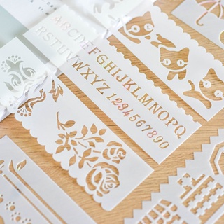 8 Folhas/Conjunto DIY Desenho Oco De Renda Régua Oca Decoração Clima Animal Flor De Barco Folha Para Crianças em Oferta na Shopee