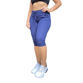 calça corsário feminina cintura alta canelada