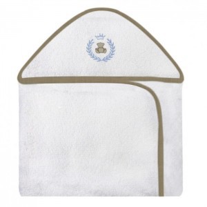 Toalha Com Capuz Bordada Urso Thed Azul Forrada Com Tecido Toalha Fralda 100% Algodão