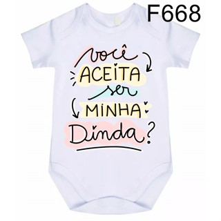 Body Roupa de Bebê Frases Você Aceita Ser Minha Dinda F668 em Oferta na Shopee
