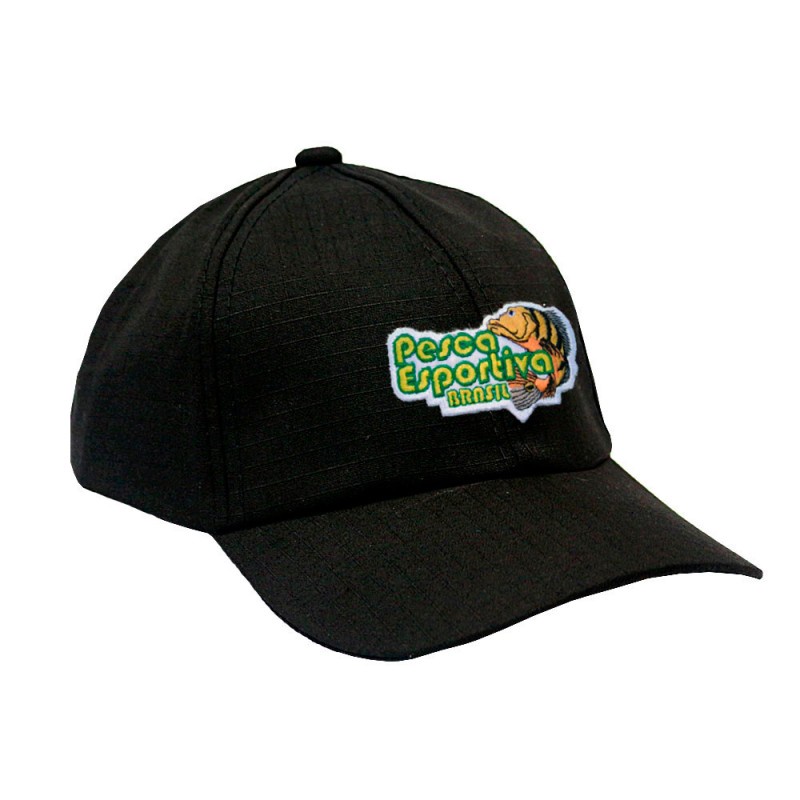 Boné preto Rip Stop com Patch Aplicado Pesca Esportiva Brasil