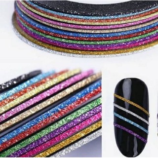 Novo Cores Kit Atacado Fitilho 1mm com Glitter ou Cores Hologrfico Mosaico para unhas Decoração de Unhas Artísticas- 10 un