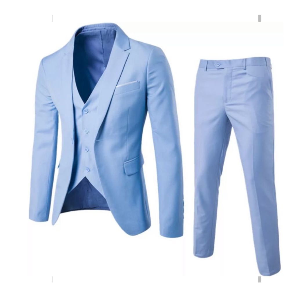 Blazer+Calça+Colete Azul Bebê Oxford Slim -Lançamento 2022!