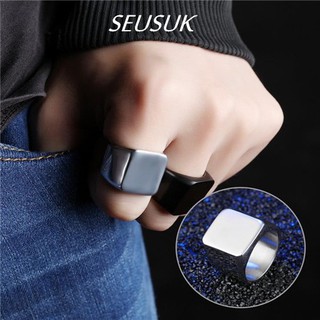 SEUSUK Homens Moda Homem Anéis De Aço Titânio Liso Minimalistas Estilo Único Anel