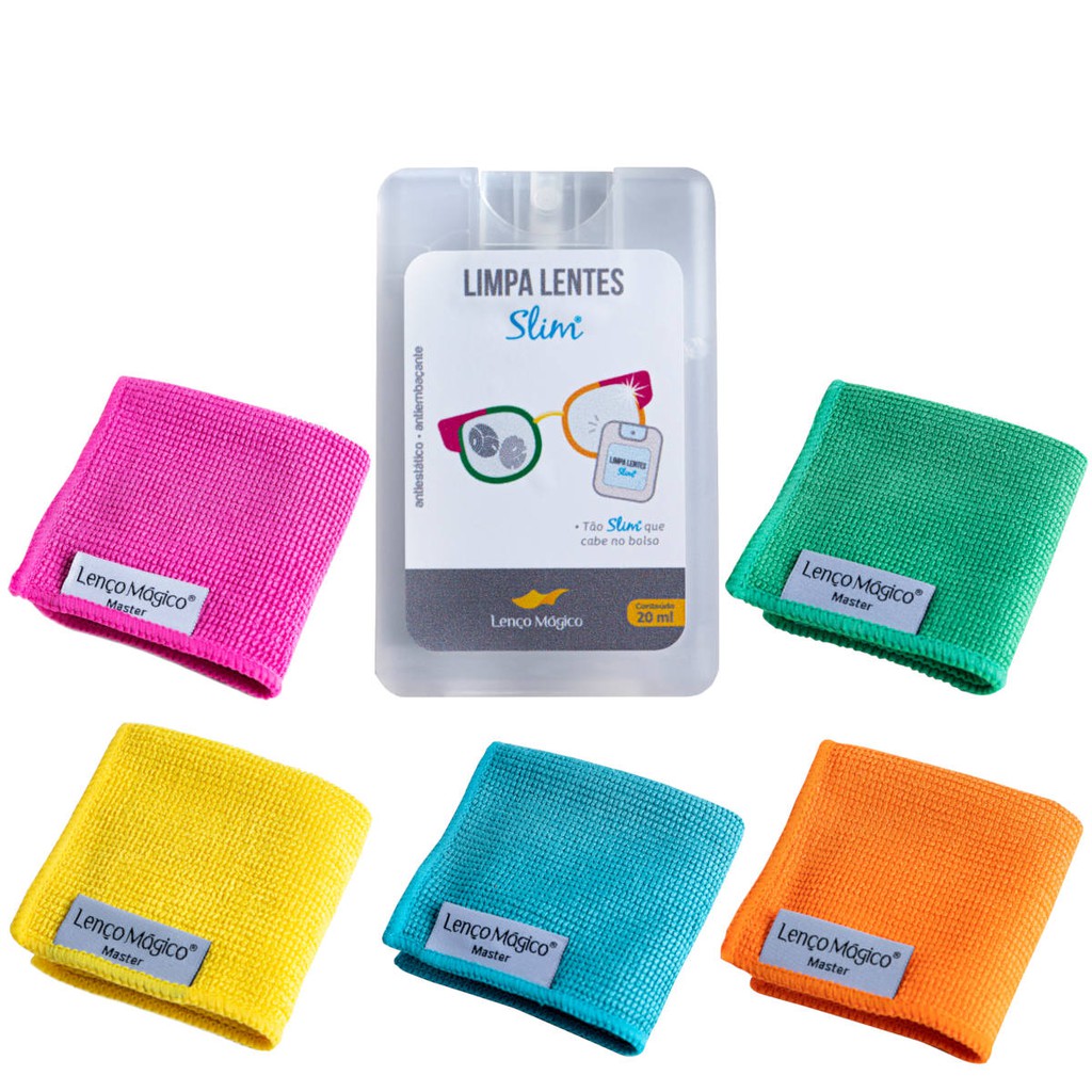 Kit Limpa Lentes Slim + Lenço Mágico. Limpa óculos e telas de celular ...