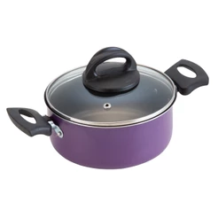 Panela Caçarola Antiaderente Tampa Vidro 20Cm 2L Lilás Nacional