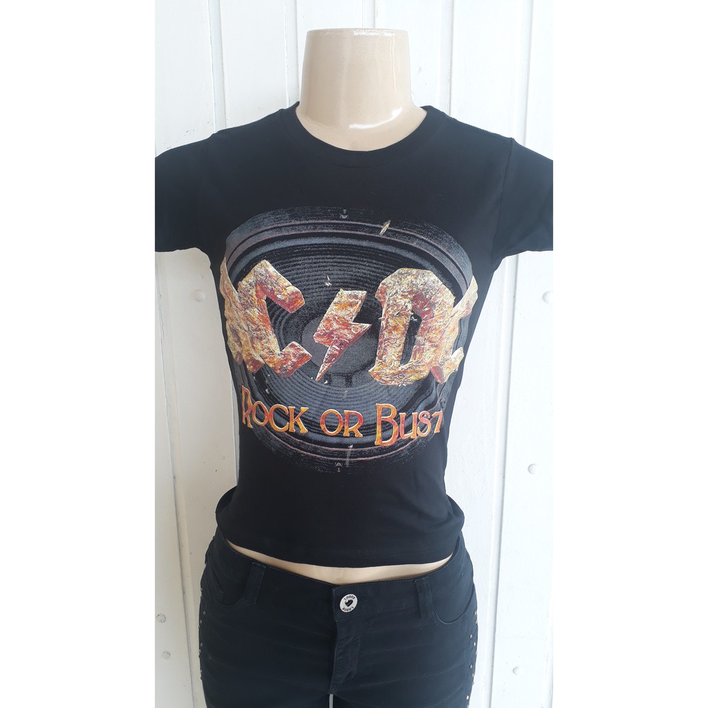 NOVO - Baby look AC/DC FEMININA- Modelagem pequena, favor verificar ...