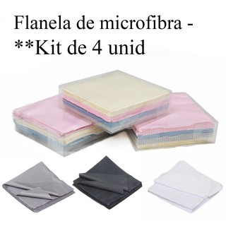 Flanela De Microfibra - Kit de 4 unid - Para Limpar Óculos - Várias Cores Oferta em Oferta na Shopee
