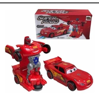 Carrinho Relâmpago Mcqueen Carros Transforma Robô Luz Som