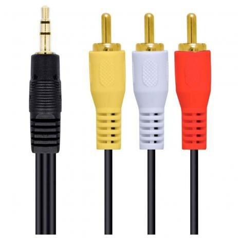 Kenux Cabo Adaptador P3 X 3RCA RCA para TV BOX Tv Celular Gps Dvd Audio Video KA-AV-13 em Oferta na Shopee