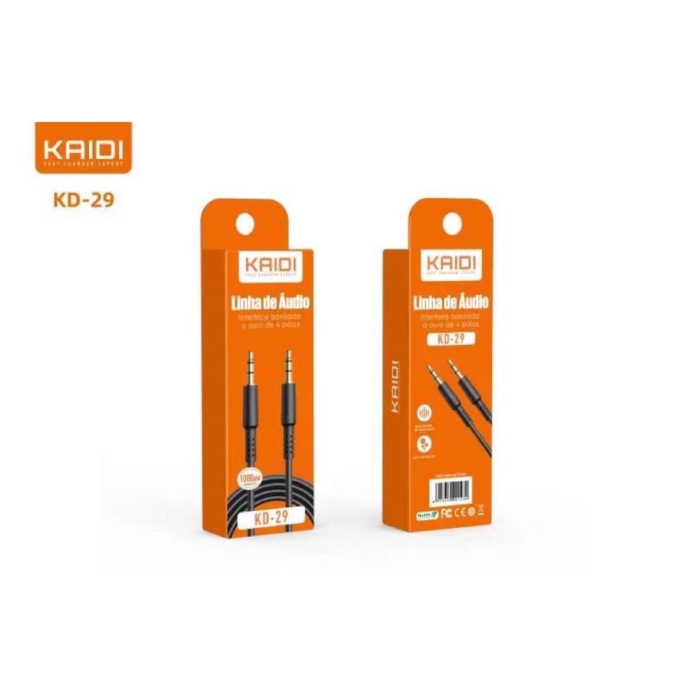 Cabo Auxiliar de Audio Stereo P2 X P2 Conector Kaidi KD-29 em Oferta na Shopee