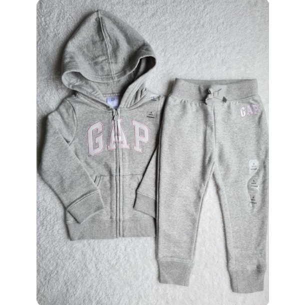 Conjunto agasalho e calça moleton importado com capuz e zíper cinza e lilás c glitter no logo 4t