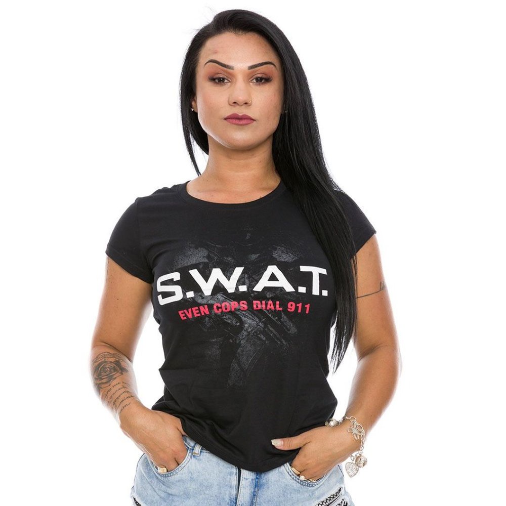 Camiseta Militar Baby Look Feminina SWAT