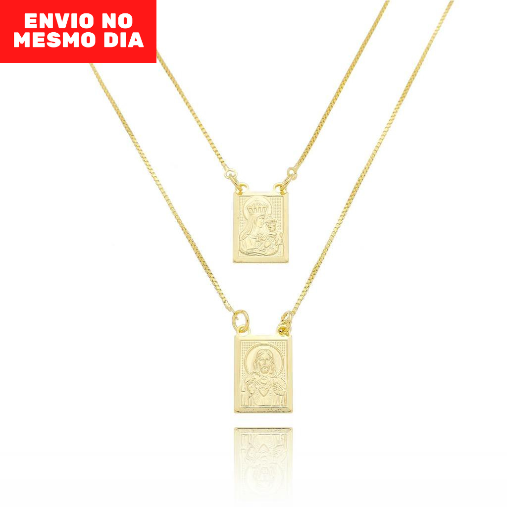 Escapulário Nossa Senhora Do Carmo Banhado A Ouro 18k em Oferta na Shopee