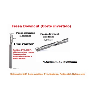 Fresa Downcut Cnc Router Tupia Spindle Acm, Pvc, Acrilico, Mdf, Madeira