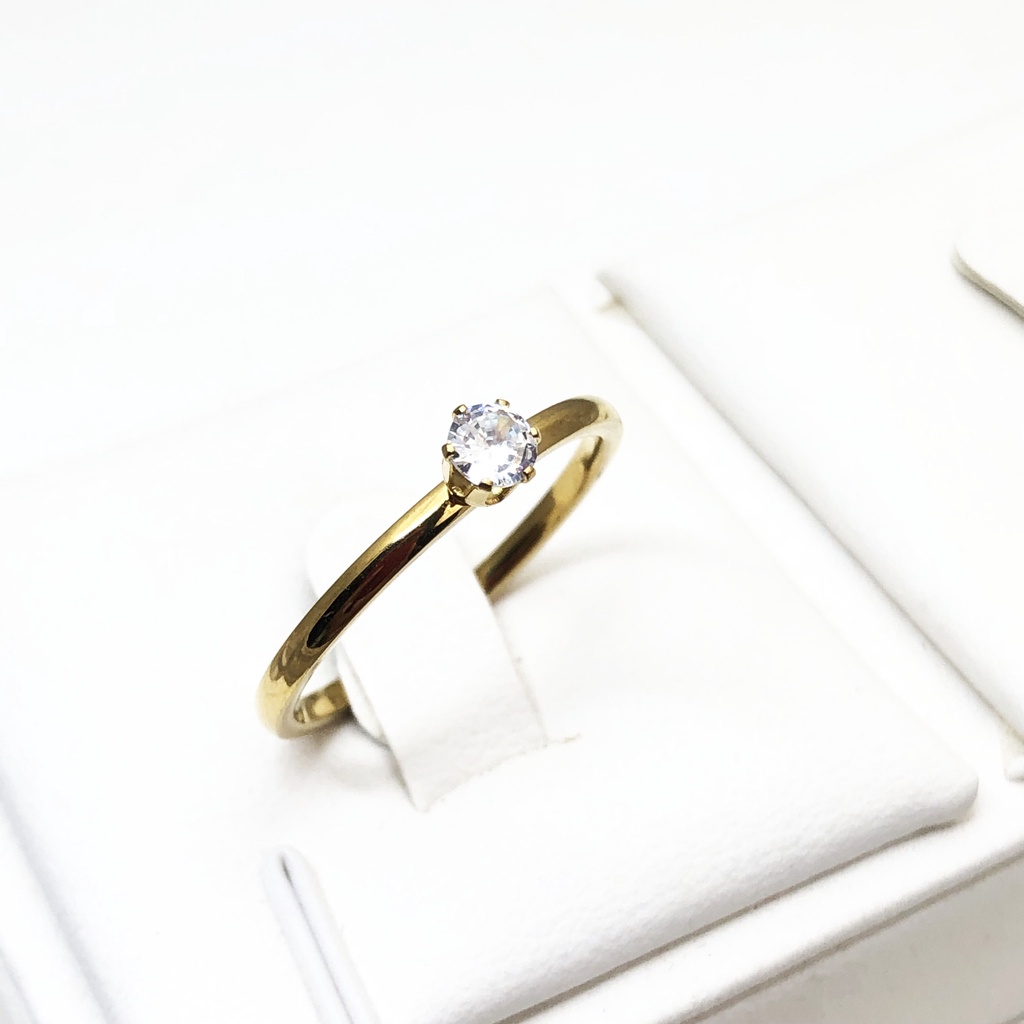 Anel Solitario Aliança Aço Inox Banhado a Ouro 18K Noivado Casamento