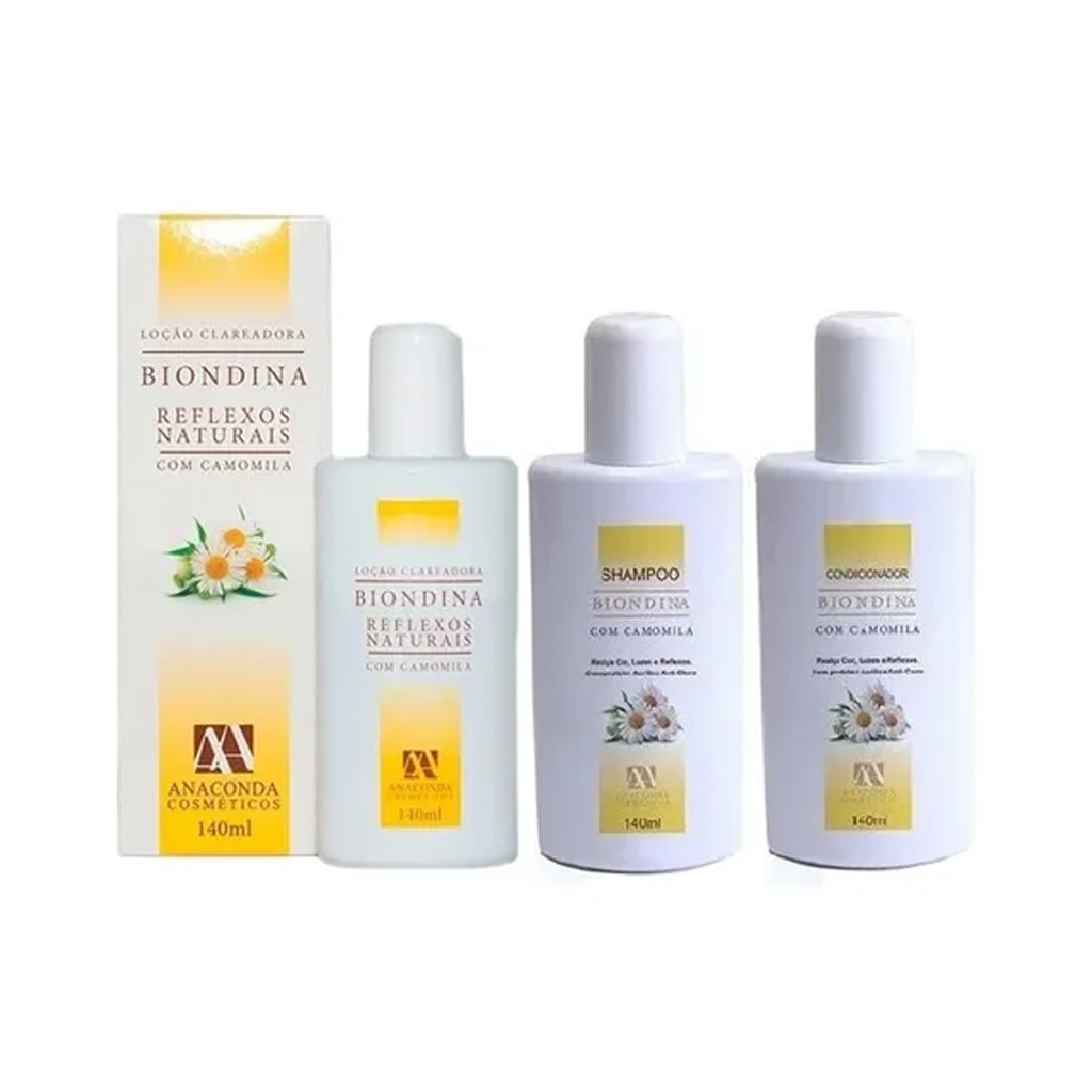 Kit Anaconda Biondina Com Camomila C/ 3 Produtos Clareador Original