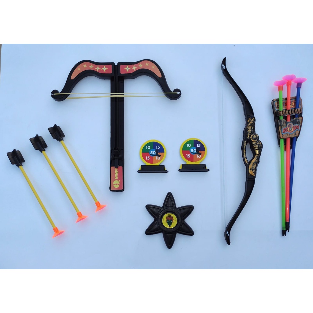 Kit Arqueiro Balestra Lança Dardos Brinquedo + Arco E Flecha Infantil