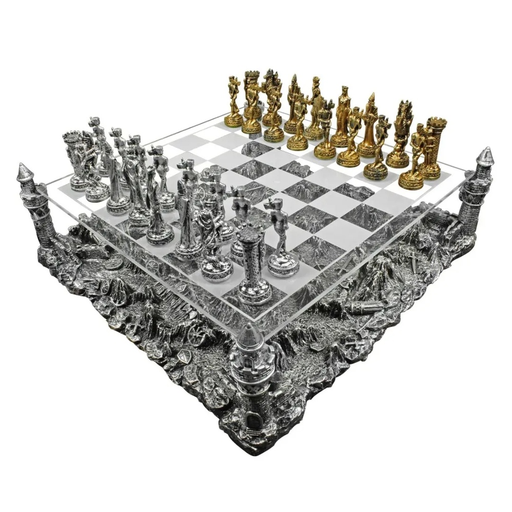 Tabuleiro De Xadrez Luxo Cavaleiros Medievais 3d 32 Peças Shopee Brasil 1578