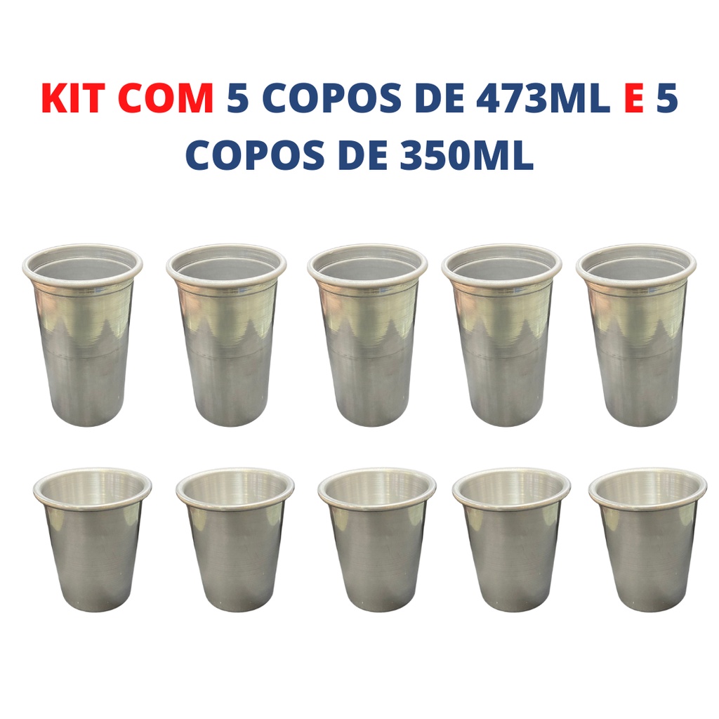 Kit com 5 copos de alumínio 473ML + 5 copos de alumínio de 350ML para fazer caneca de latinha
