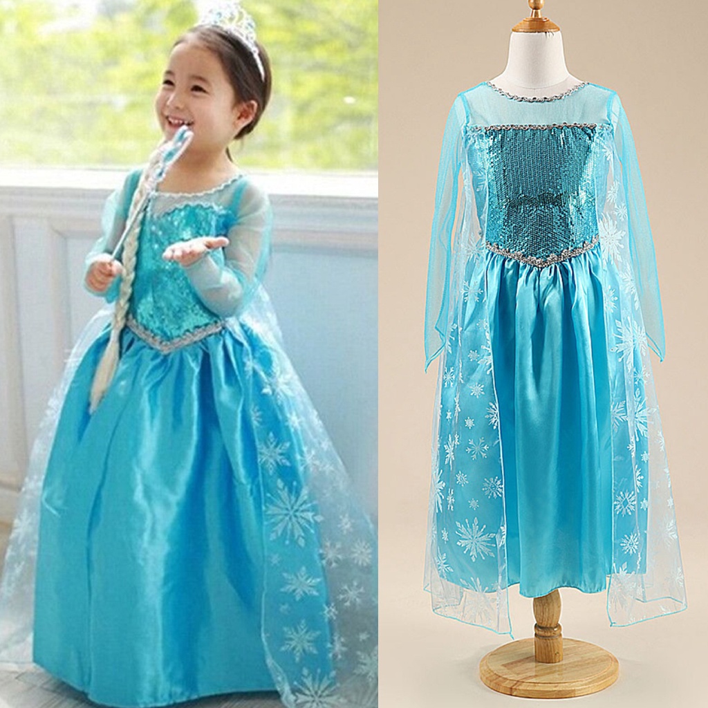 WFRV Vestido Cosplay da Elsa/ Fantasia Vestido Azul de Halloween Infantil  para Meninas | Shopee Brasil