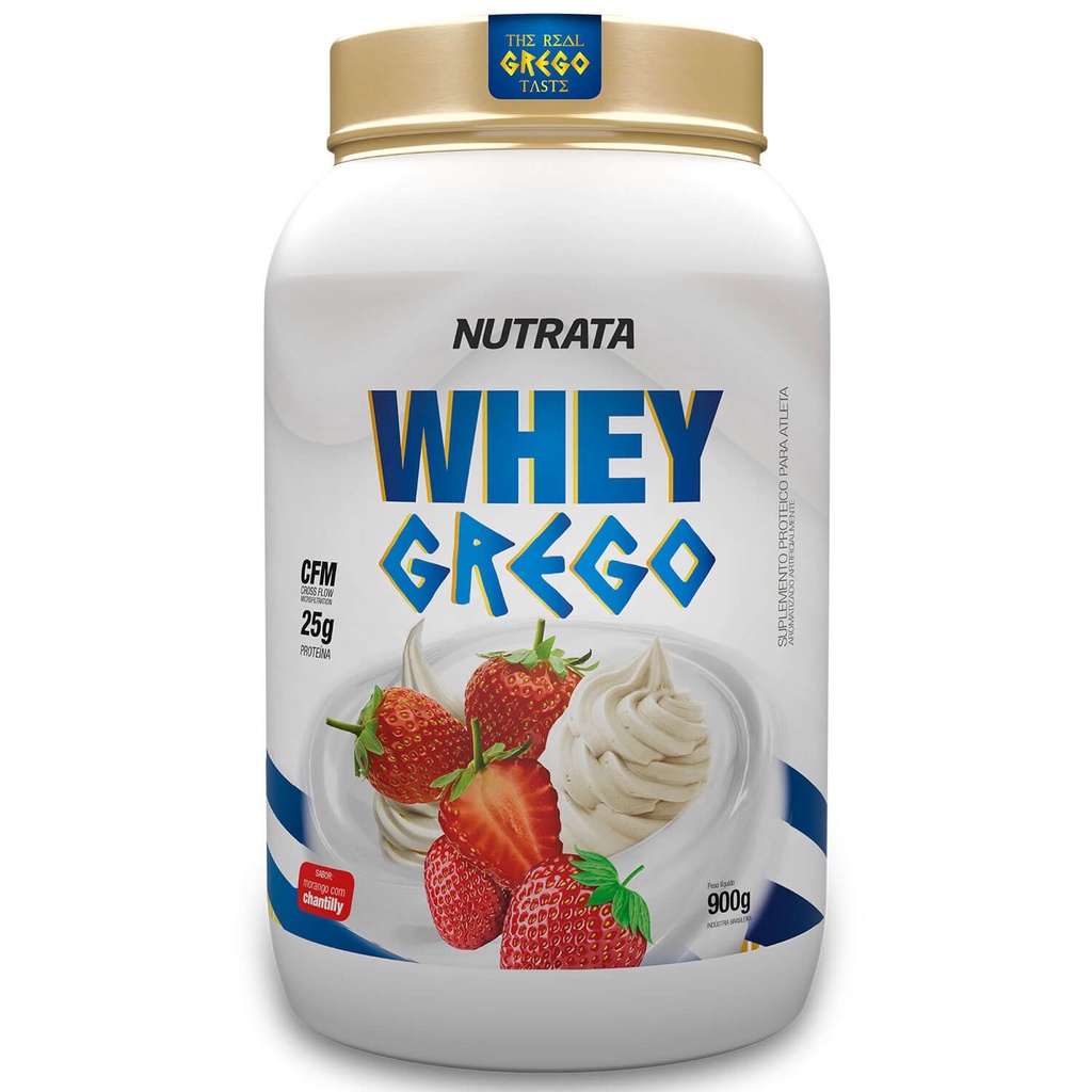 Whey Grego Sabor Morango com Chantilly - Nutrata 900g