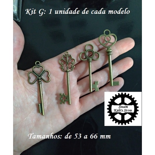 Steampunk Kit Chaves G Ouro Velho para Customização Pingentes