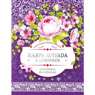 Harpa Avivada e Corinhos Pequena C/Letra Média Brochura- Floral Lilás em Oferta na Shopee