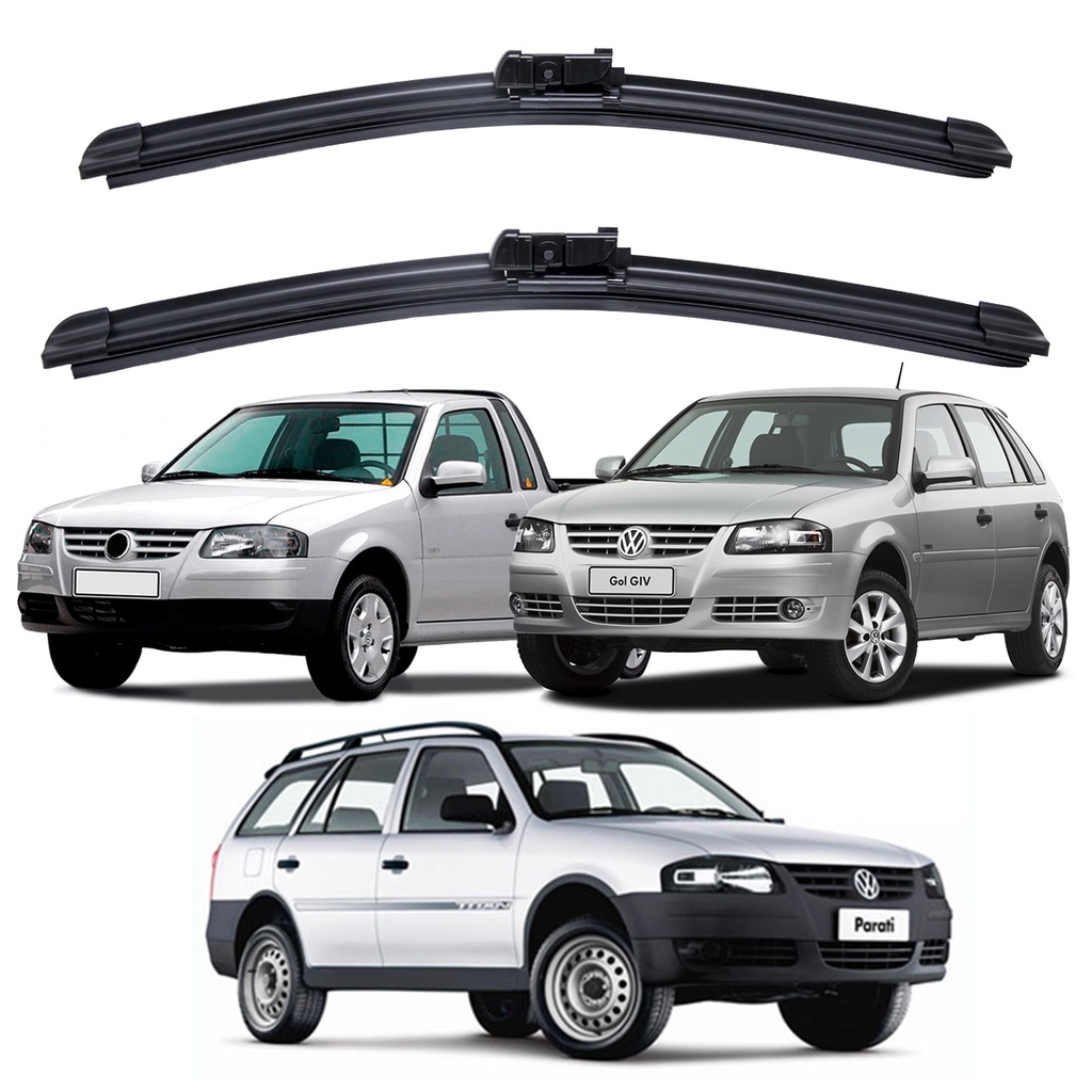 Par Palhetas Limpador Para-brisa Silicone Volkswagen Gol Parati Saveiro GIV Kit - Spare Parts and Accessories for Vehicles