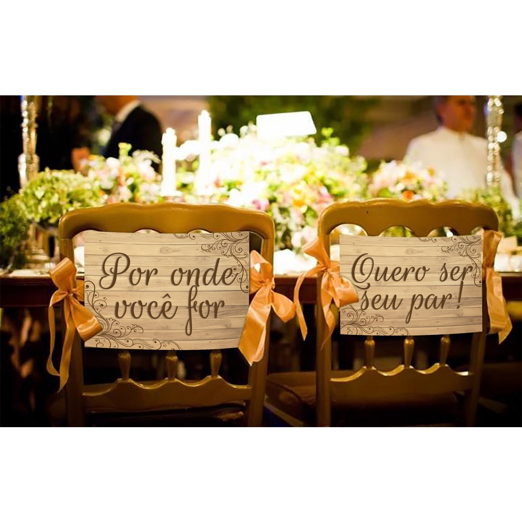Kit 2 Plaquinhas de Casamento de Cadeira Decorativa Placas de Entrada Noiva Pajem Daminha Vários Modelos