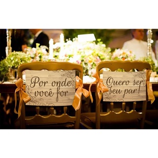 Kit 2 Plaquinhas de Casamento de Cadeira Decorativa Placas de Entrada Noiva Pajem Daminha Vários Modelos