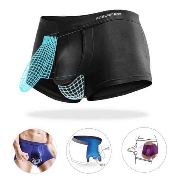 Roupa Íntima Masculina Boxer Cor Sólida U-Convex Pouch Sexy Briefs Moda 132